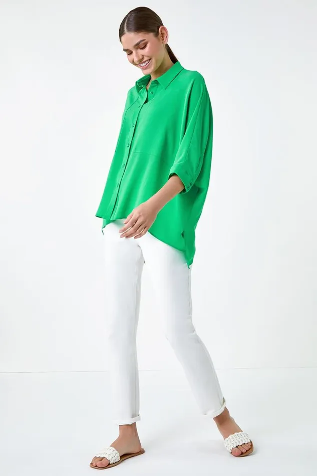 Jade Relaxed Smart Stretch Shirt Women Roman Tops
