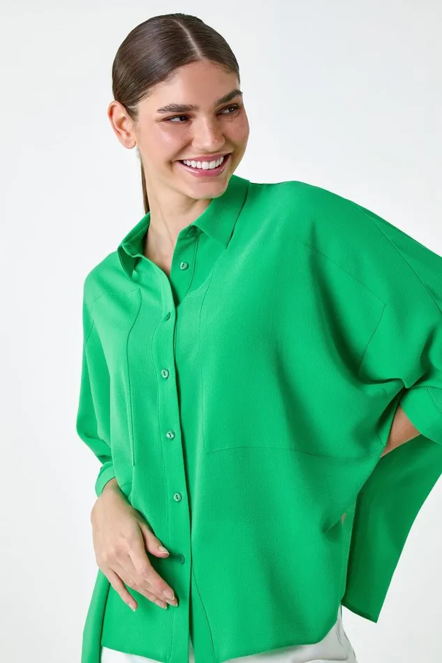 Jade Relaxed Smart Stretch Shirt Women Roman Tops