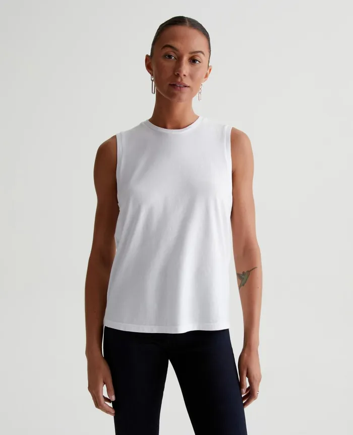 Jagger Muscle Tank True White Women AG Jeans Tees and Tanks Jagger Muscle Tank True White Women AG Jeans Tees and Tanks