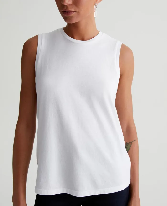 Jagger Muscle Tank True White Women AG Jeans Tees and Tanks Jagger Muscle Tank True White Women AG Jeans Tees and Tanks