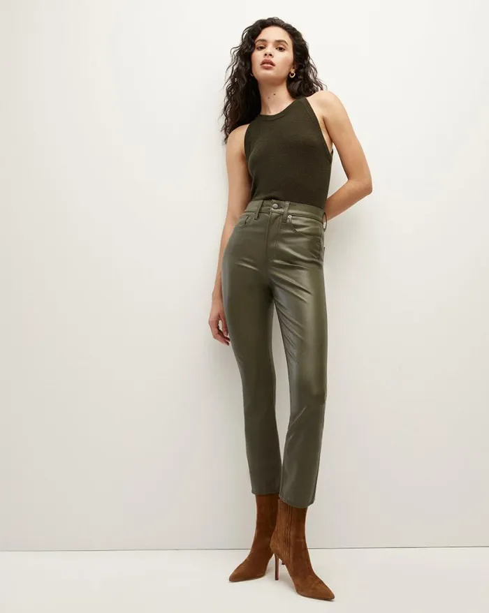 Jeans Shop Veronica Beard Carly Vegan Leather KickFlare Pant Loden