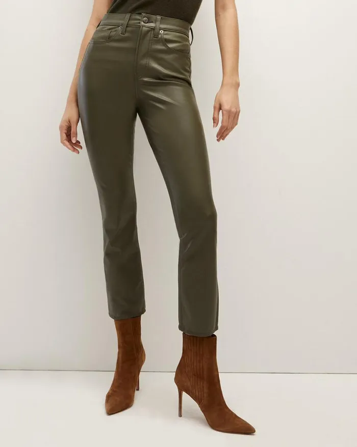 Jeans Shop Veronica Beard Carly Vegan Leather KickFlare Pant Loden