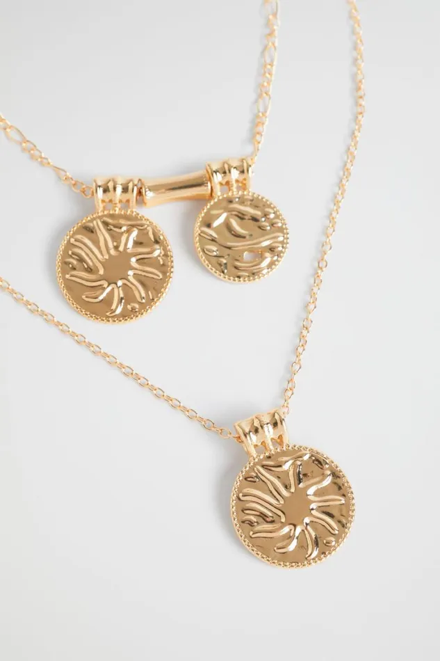 Jewellery Woman Seed Heritage Medallion Layered Necklace Gold