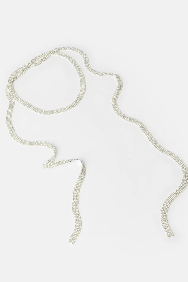 Jewellery Women Karen Millen Diamante Chain Wrap Necklace Silver