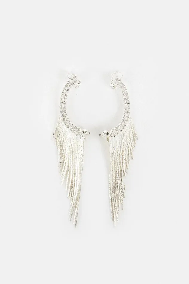 Jewellery Women Karen Millen Ear Cuff Drop Detail Earring Silver