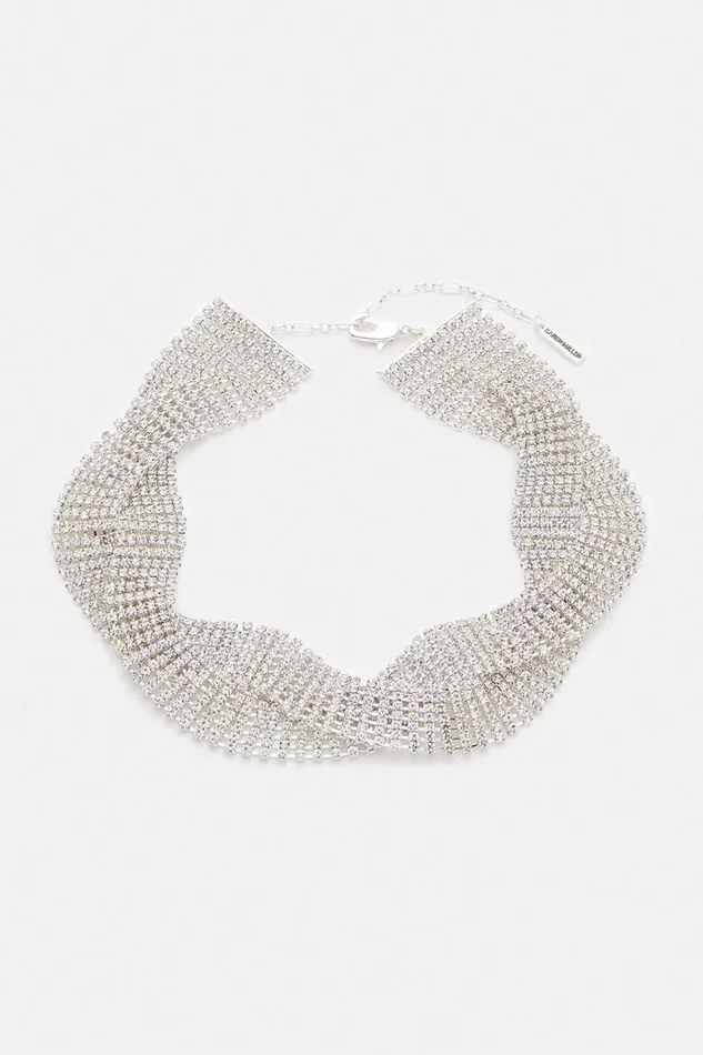 Jewellery Women Karen Millen Wavy Diamante Necklace Silver