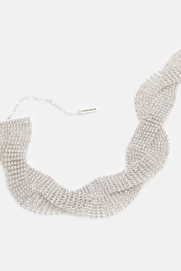 Jewellery Women Karen Millen Wavy Diamante Necklace Silver