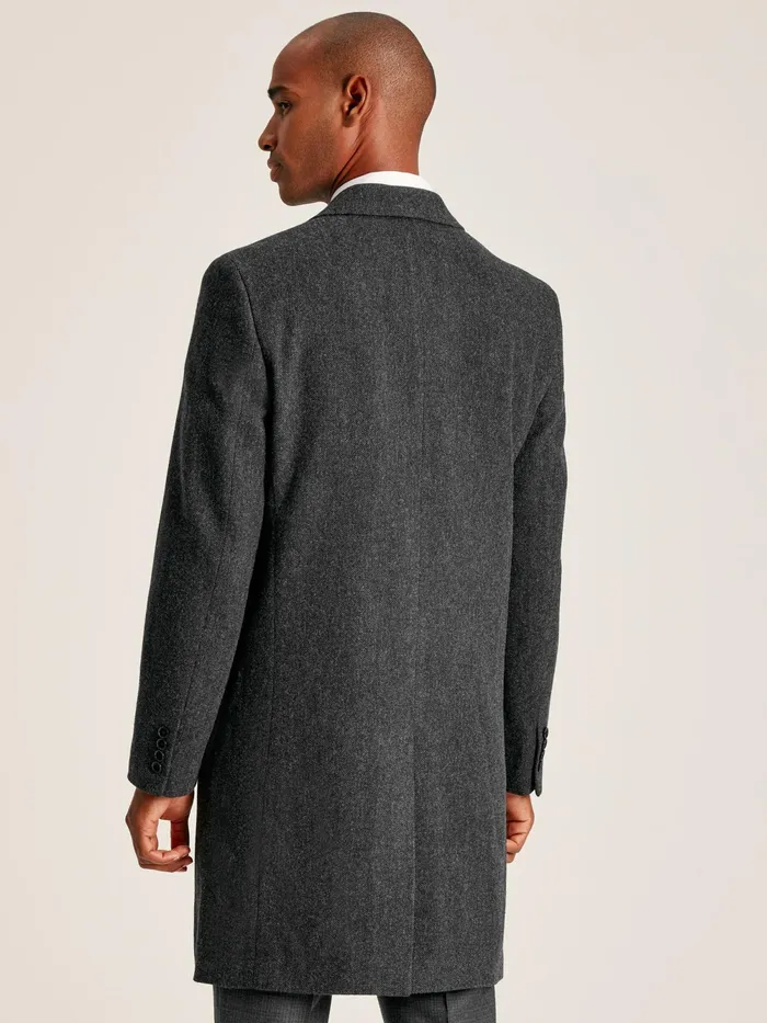Joules Coats and Jackets Charcoal Grey Wool Rich Herringbone Epsom Coat 8211 Men