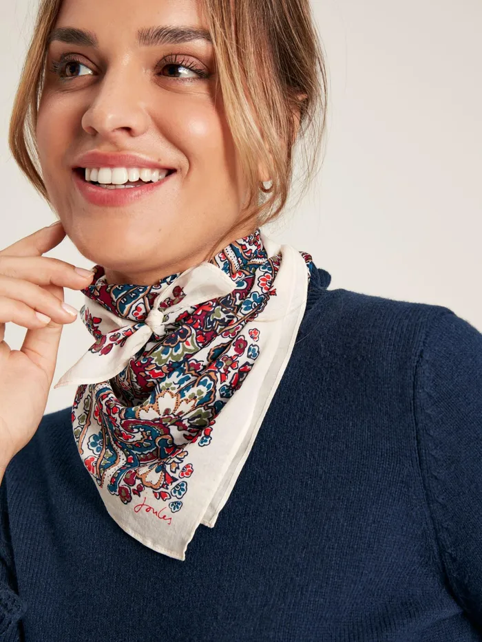 Joules Scarves Pink Square Lightweight Neck Scarf 8211 Women