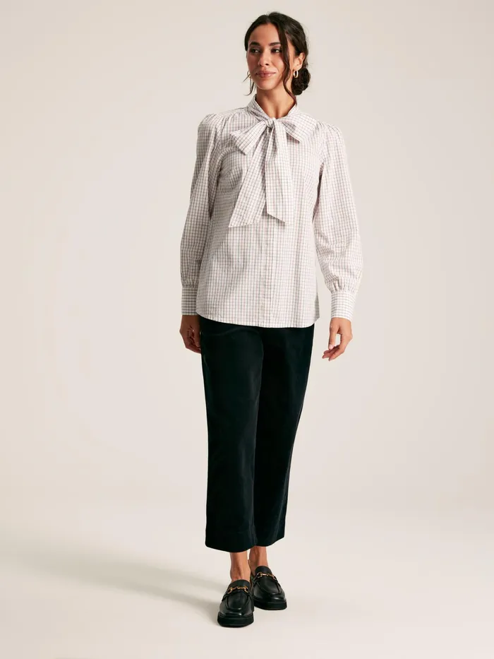 Joules Shirts and Blouses Multi Check Tie Neck Blouse 8211 Women