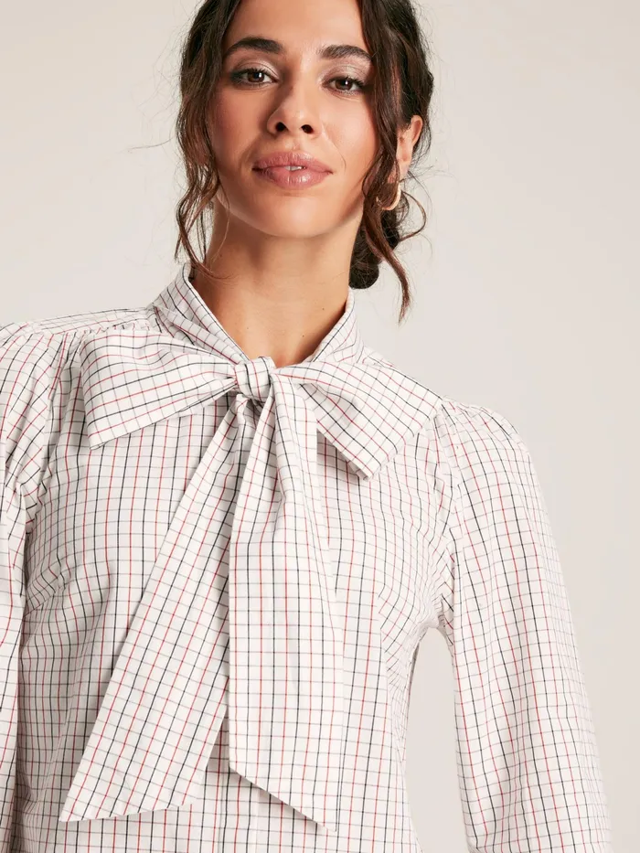 Joules Shirts and Blouses Multi Check Tie Neck Blouse 8211 Women