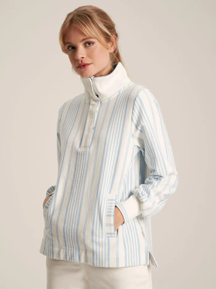 Joules Sweatshirts and Hoodies BlueWhite Quarter Zip Funnel Neck Sweatshirt 8211 Women