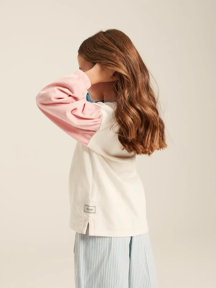 Joules Tops and Tshirts Cream Long Sleeve Embroidered Artwork Top 8211 Girls
