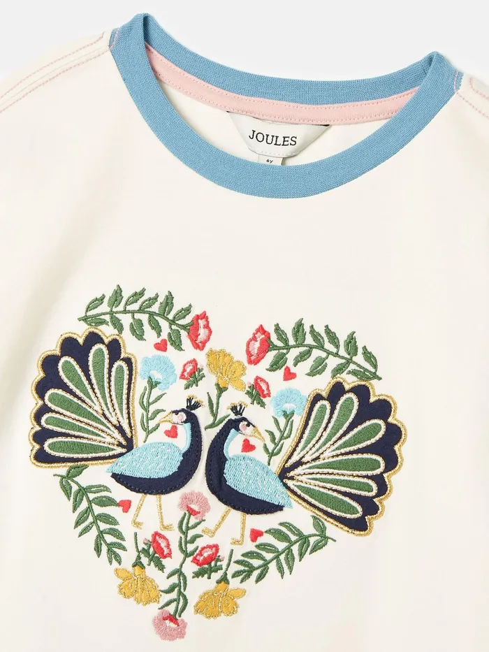 Joules Tops and Tshirts Cream Long Sleeve Embroidered Artwork Top 8211 Girls