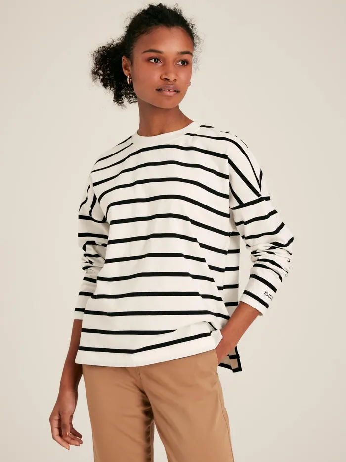 Joules Tops BlackCream Long Sleeve Dropped Shoulder Top 8211 Women