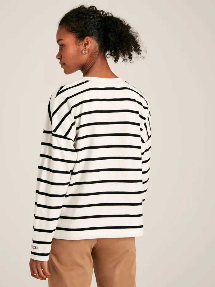 Joules Tops BlackCream Long Sleeve Dropped Shoulder Top 8211 Women