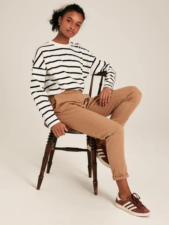 Joules Tops BlackCream Long Sleeve Dropped Shoulder Top 8211 Women
