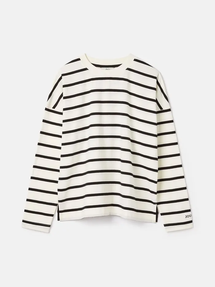 Joules Tops BlackCream Long Sleeve Dropped Shoulder Top 8211 Women