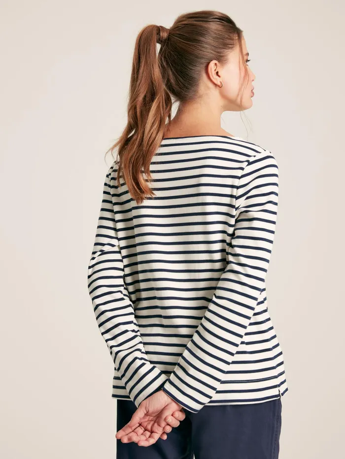 Joules Tops CreamNavy Striped Boat Neck Breton Top 8211 Women