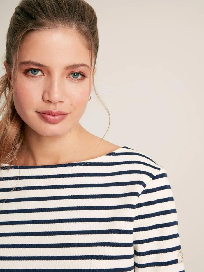 Joules Tops CreamNavy Striped Boat Neck Breton Top 8211 Women