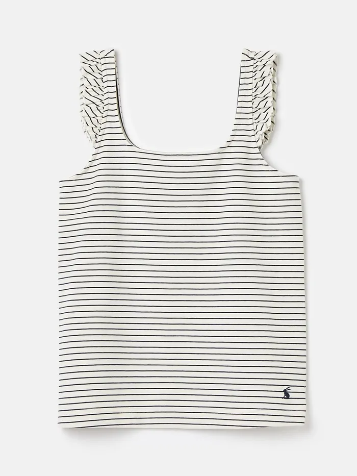Joules Tops Cream Striped Frilled Vest 8211 Women