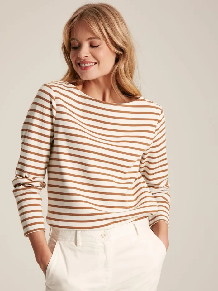 Joules Tops Tan Stripe Boat Neck Breton Top 8211 Women
