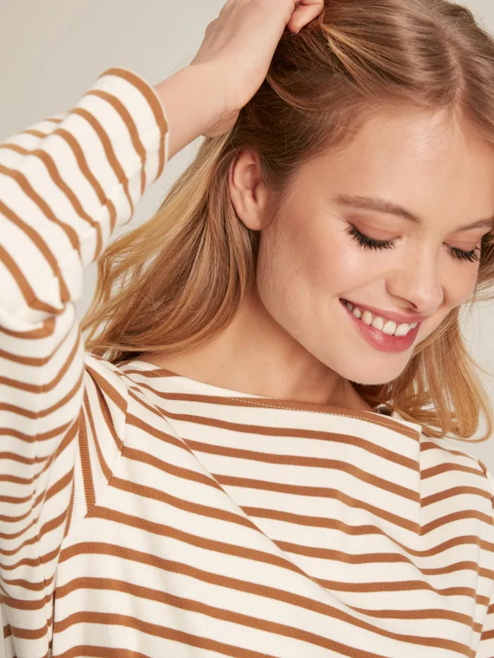Joules Tops Tan Stripe Boat Neck Breton Top 8211 Women