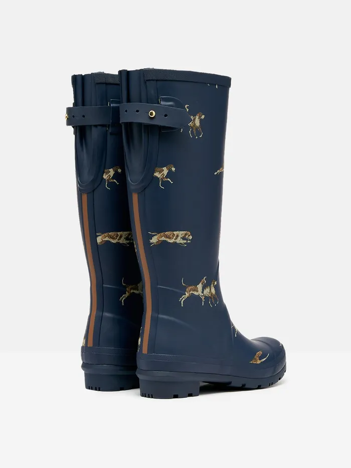 Joules Wellies Navy Blue Dog Print Adjustable Tall Wellies 8211 Women