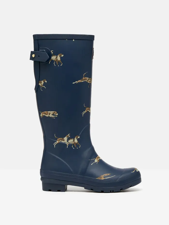 Joules Wellies Navy Blue Dog Print Adjustable Tall Wellies 8211 Women