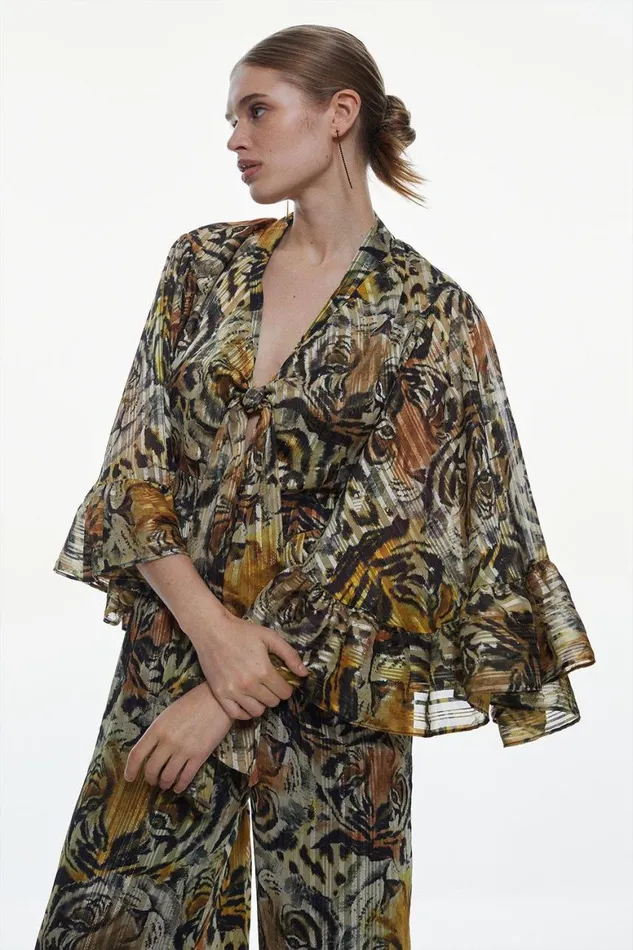 Jumpsuits Women Karen Millen Tall Tiger Printed Drama Kimono Woven Jumpsuit Animal