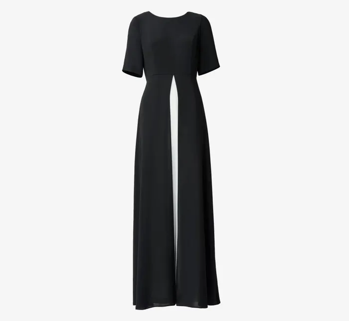 Jumpsuits Womens Adrianna Papell Colorblock Gauzy Crepe Jumpsuit With Skirt Overlay In Black Ivory