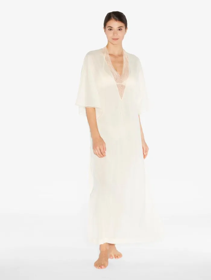 Kaftan In Champagne With Beading Swim La Perla Beach Coverups