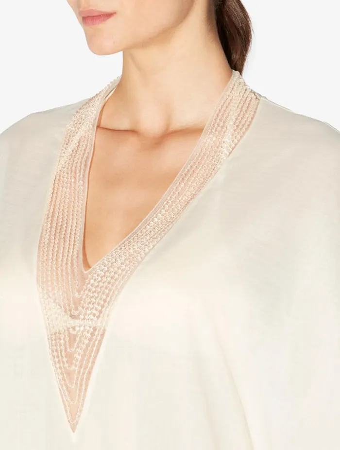 Kaftan In Champagne With Beading Swim La Perla Beach Coverups