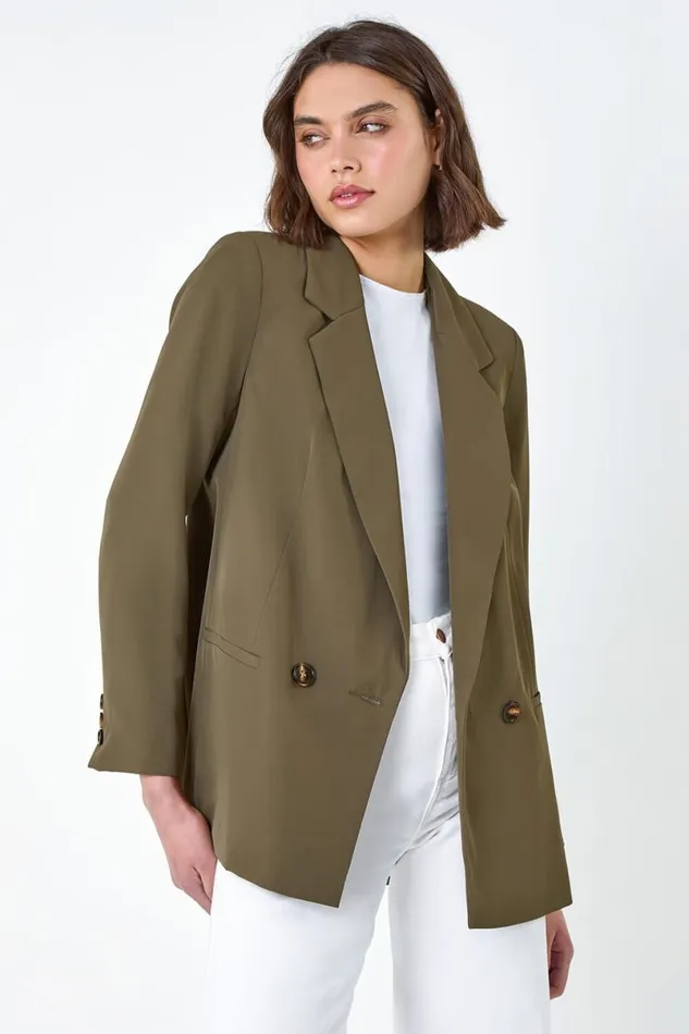 Khaki Tailored Blazer Jacket Women Roman Occasionwear