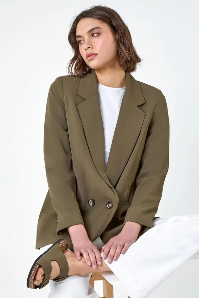 Khaki Tailored Blazer Jacket Women Roman Occasionwear