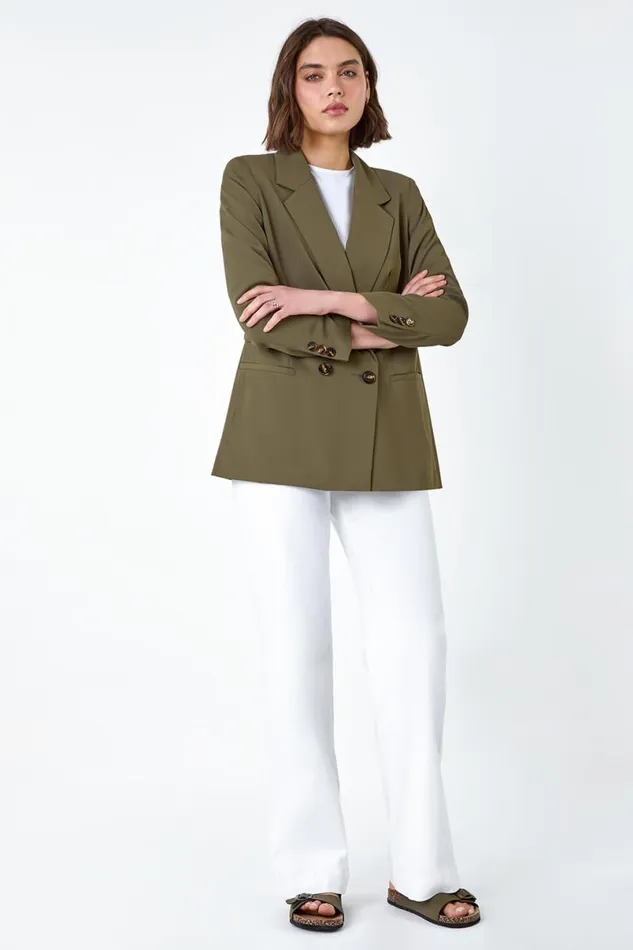 Khaki Tailored Blazer Jacket Women Roman Occasionwear