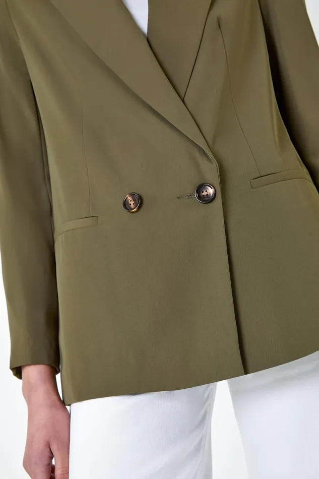 Khaki Tailored Blazer Jacket Women Roman Occasionwear