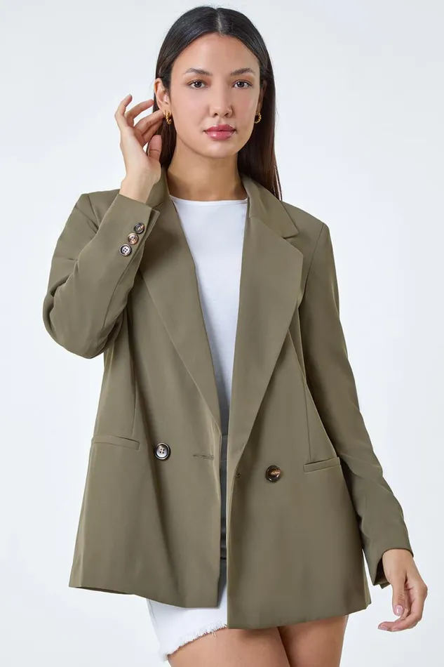 Khaki Tailored Blazer Jacket Women Roman Occasionwear