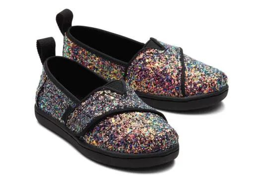 Kids KidsTiny Alpargata Black Glitter Toddler Shoe Black Chunky Glitter TOMS Alpargatas