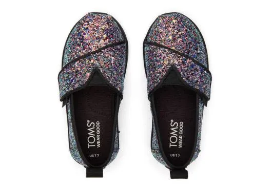 Kids KidsTiny Alpargata Black Glitter Toddler Shoe Black Chunky Glitter TOMS Alpargatas