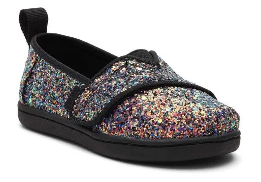 Kids KidsTiny Alpargata Black Glitter Toddler Shoe Black Chunky Glitter TOMS Alpargatas