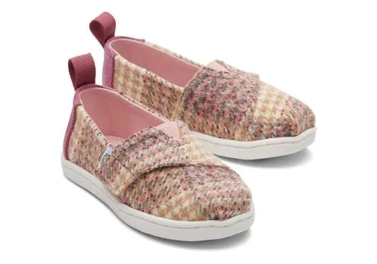 Kids KidsTiny Alpargata Plaid Tweed Toddler Shoe Pink Quartz TOMS Alpargatas