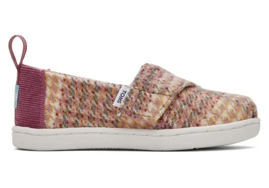 Kids KidsTiny Alpargata Plaid Tweed Toddler Shoe Pink Quartz TOMS Alpargatas