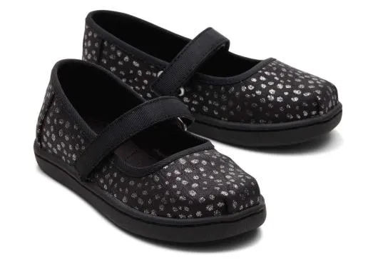 Kids KidsTiny Mary Jane Black Foil Toddler Shoe Black Foil TOMS Slip Ons