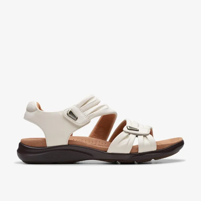 Kitly Ave Off White Leather Women Clarks Sandals and Flip Flops