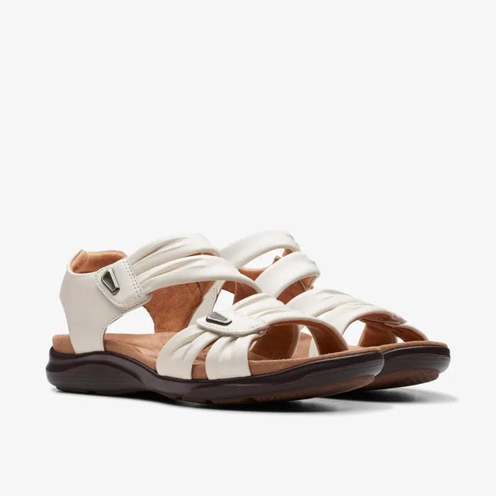 Kitly Ave Off White Leather Women Clarks Sandals and Flip Flops