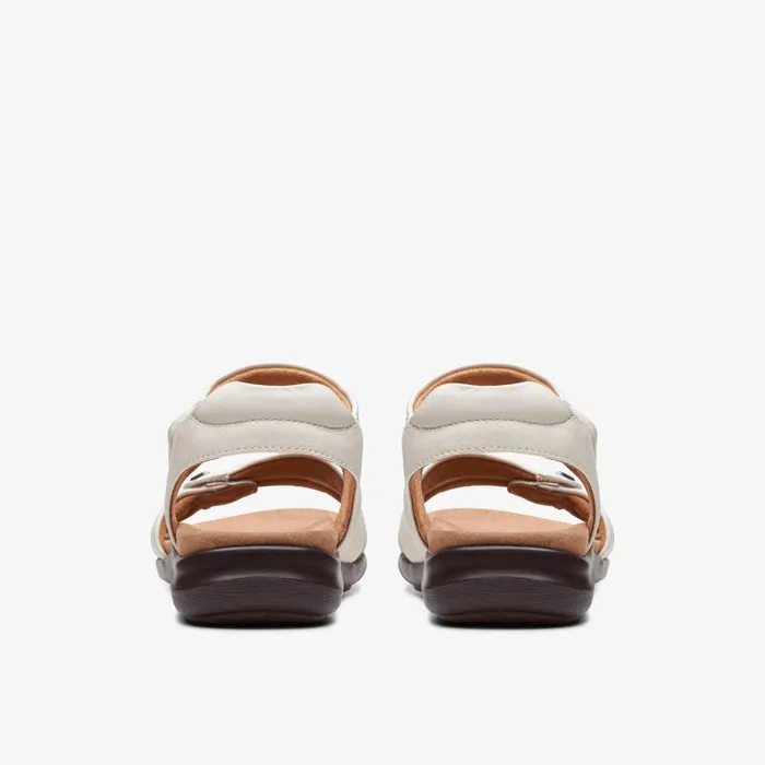 Kitly Ave Off White Leather Women Clarks Sandals and Flip Flops