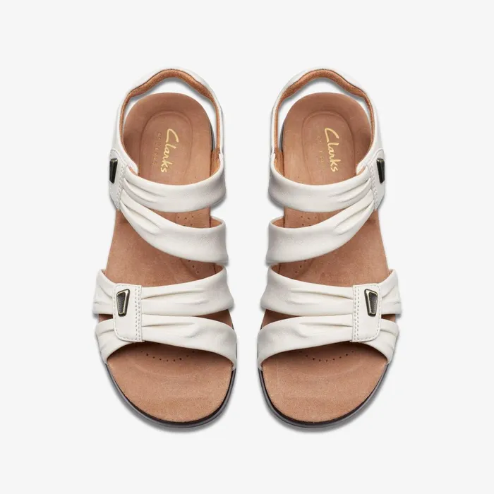 Kitly Ave Off White Leather Women Clarks Sandals and Flip Flops