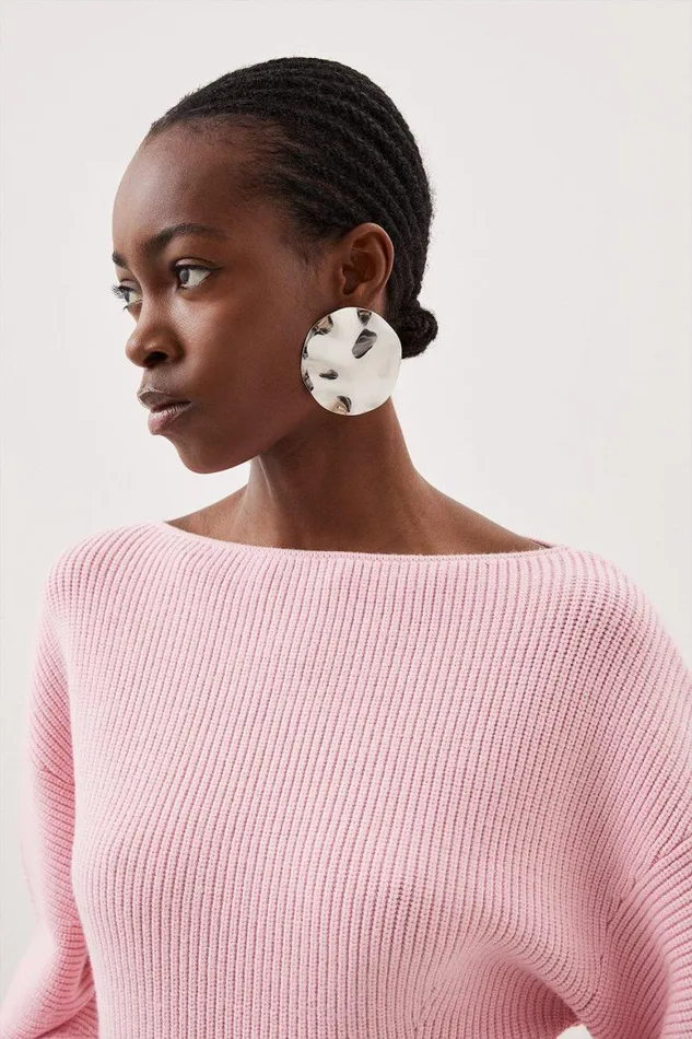 Knitwear Women Karen Millen Viscose Blend Round Sleeve Knit Jumper Soft Pink