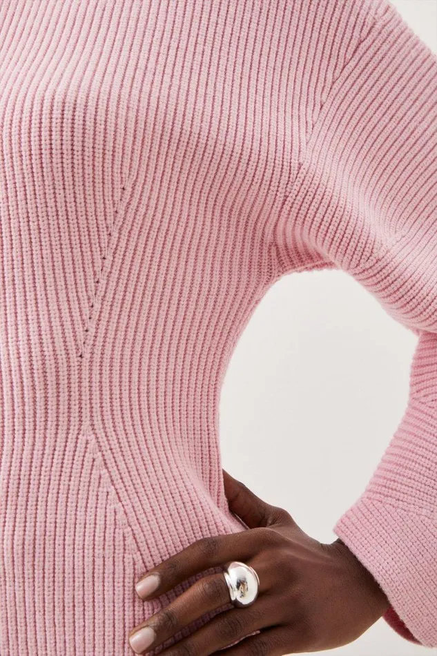 Knitwear Women Karen Millen Viscose Blend Round Sleeve Knit Jumper Soft Pink
